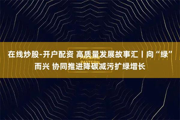 在线炒股-开户配资 高质量发展故事汇丨向“绿”而兴 协同推进降碳减污扩绿增长